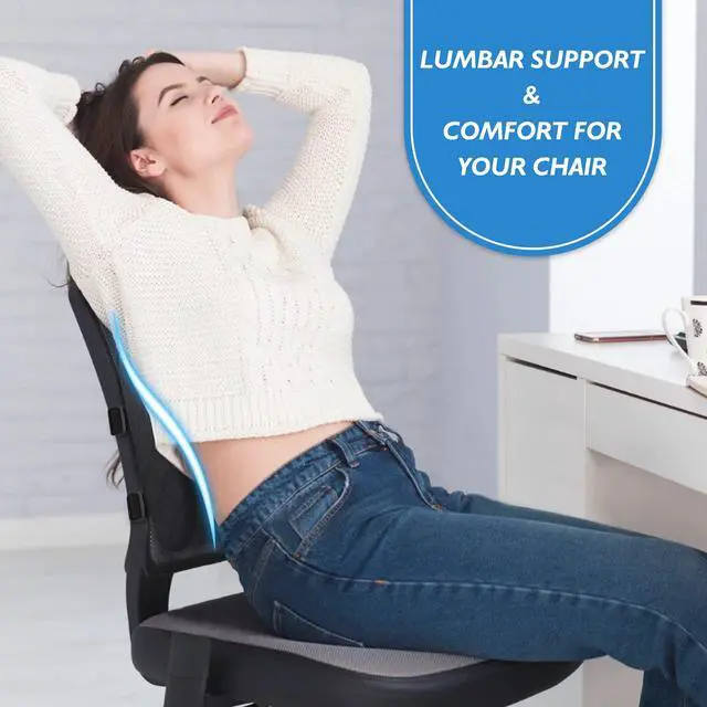 Alt view image 6 of 7 - Lumbar Support Pillow for Office Chair Back Support Lumbar Pillow for Car, Gaming, Office Chair - Improve Sitting Posture & Back Pain Relief, Memory Foam, Adjustable Straps, Black