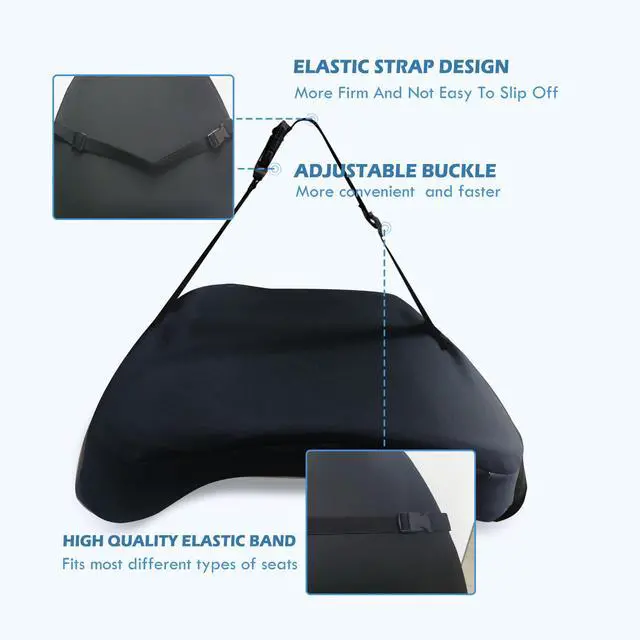 Alt view image 4 of 7 - Super Cozy Lumbar Support Pillow for Car/Office Chair, 100% Memory Foam Lumbar Pillow with Breathable Removable Cover, Ergonomic Design - Back Support for Back Pain Relief(Adjustable Strap, Black)