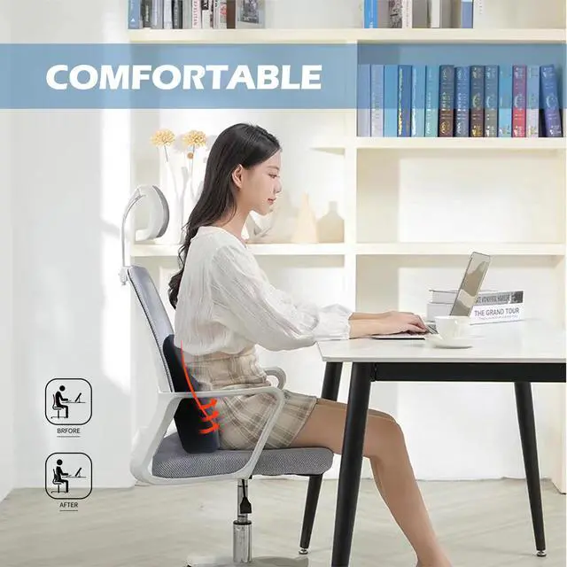 Alt view image 7 of 7 - Super Cozy Lumbar Support Pillow for Car/Office Chair, 100% Memory Foam Lumbar Pillow with Breathable Removable Cover, Ergonomic Design - Back Support for Back Pain Relief(Adjustable Strap, Black)