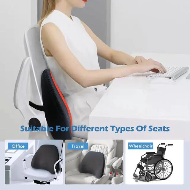 Alt view image 6 of 7 - Super Cozy Lumbar Support Pillow for Car/Office Chair, 100% Memory Foam Lumbar Pillow with Breathable Removable Cover, Ergonomic Design - Back Support for Back Pain Relief(Adjustable Strap, Black)
