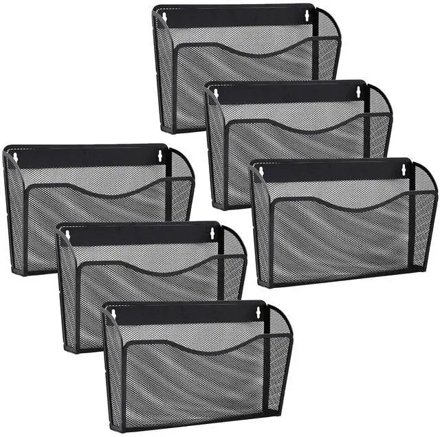 Main image of 6 Pack Wall File Organizer, Mesh Wall File Pocket Mail Organizer Hanging Metal Vertical Wall Mounted File Holder for Office/Home