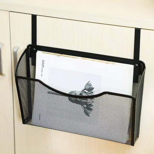 Alt view image 4 of 7 - 3 Pcs Mesh Letter Wall File Folder Cubicle File Holder Hanging Wall Mounted File Holder 3 Pocket Vertical File Organizer for Office Home Room Storage Basket(13.19 x 12.2 x 3.07 Inch,Black)