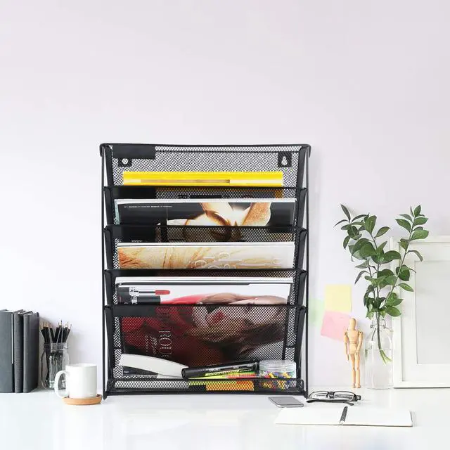 Alt view image 5 of 6 - 2 Pack Wall File Organizer, 6-Tier Wall Mount Paper Holder Vertical File Rack for Office Home, Black.