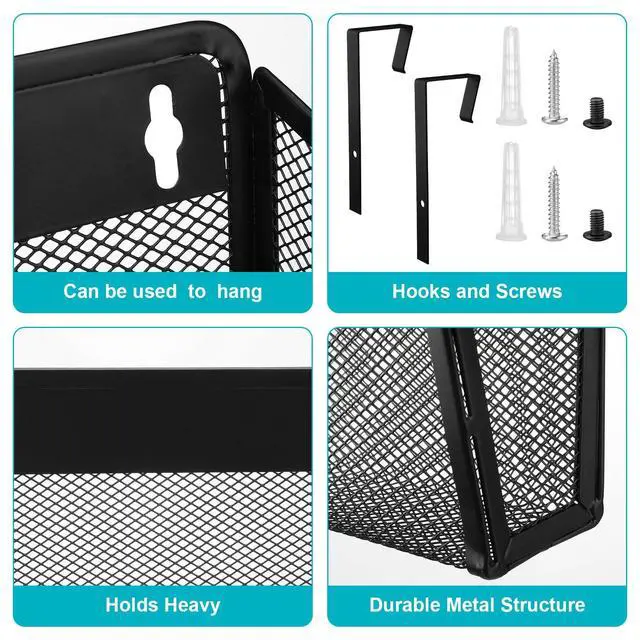 Alt view image 3 of 7 - 3 Pcs Mesh Letter Wall File Folder Cubicle File Holder Hanging Wall Mounted File Holder 3 Pocket Vertical File Organizer for Office Home Room Storage Basket(13.19 x 12.2 x 3.07 Inch,Black)