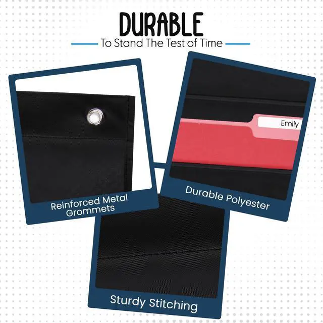 Alt view image 4 of 6 - 7 Pocket File Pocket Chart, Black, Tall - Versatile Wall Hanging File Folder Organizer for Classroom, Office, Home, and More - Wall Folder Organizer - 7 Pockets