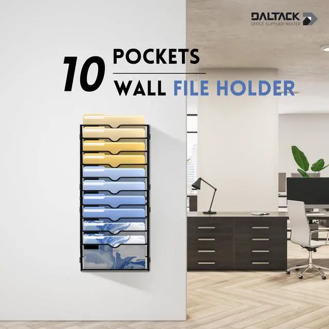 Alt view image 2 of 6 - 10 Tier Wall File Organizer, Hanging File Organizer for Papers Folders Clipboard Magazine, Mail Organizer Wall Mounted for Office Home School Classroom, Assembly Needed, Black