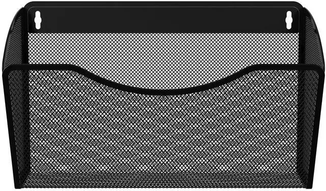 Main image of Wall File Organizer, Metal Mesh Hanging File Folder Holder for Letter/A4 Size Folders, Vertical Wall Mount Mail Sorter for Office Paperwork, Classroom, Black