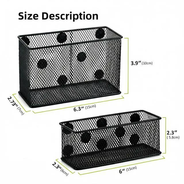 Alt view image 2 of 7 - Magnetic Locker Shelf Organizer, Pencil Holder, Metal Storage Basket for Whiteboard, Refrigerator, Ideal Cabinet for School, Black (Pack of 3)