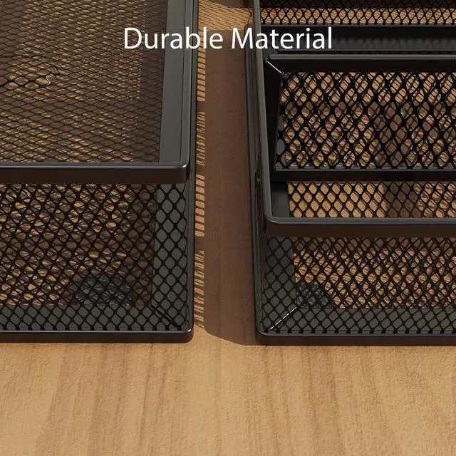 Alt view image 4 of 7 - Desk Drawer Organizer Set, 3 Pcs Metal Mesh Office Drawer Organizers, Paper Organizer Letter Tray for Desk, Junk Drawer Organizer for Office, Kitchen, Makeup, Vanity