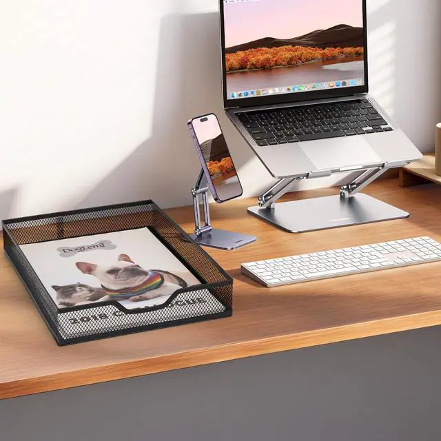 Alt view image 6 of 7 - Office Drawer Organizer, 2 Pack Metal Mesh Desk Draw Divider, Versatile Desktop Organizer Tray to Keep Supplies Tidy and Easy to Access, Stackable A4 Paper Holder Tray