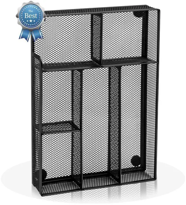 Main image of Desk Drawer Organizer, Office Drawer Divider Organizer Tray with 6 Compartments, Metal Mesh Desktop Organization and Accessories for Stationery Makeup Kitchen Toolroom School Office, 12.6x8.27x1.6 in