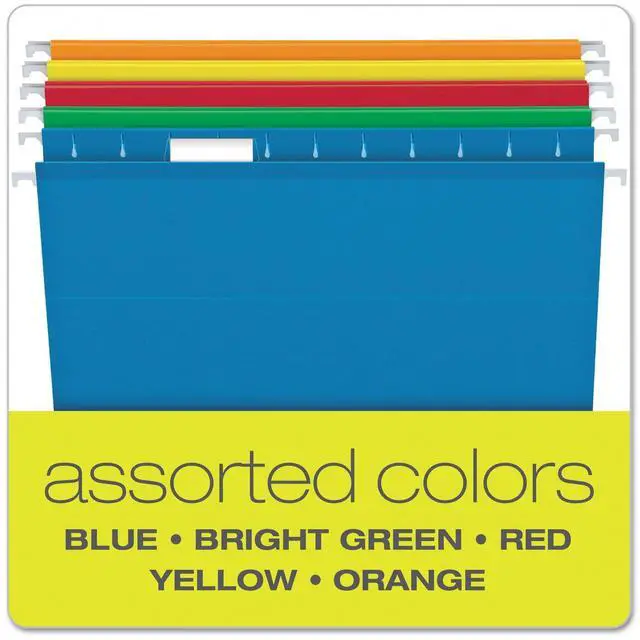 Alt view image 5 of 7 - Extra Capacity Hanging File Folders, Letter Size, Reinforced, 2 Inch Expansion, Assorted Colors, 25 Per Box (4152X2 ASST)