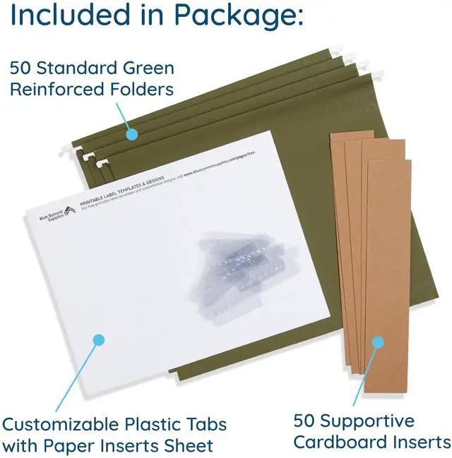 Alt view image 2 of 7 - 50 Extra Capacity Hanging File Folders, Heavy Duty Expanding Hang Folders with 2 Expansion, Standard Letter Size, Designed to Store Bulky Files, 50 Pack