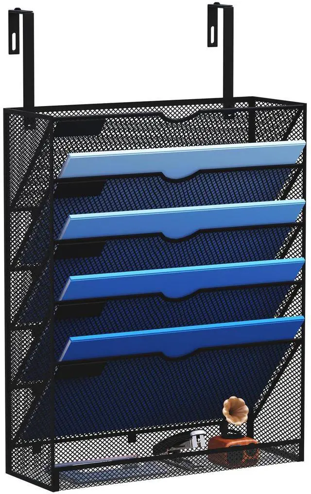 Main image of 6-Tier Hanging File Organizer Office Cubicle Accessories for Work Organizer Wall Mount File Holder for Mails Folders Papers Magazine Organization, Black