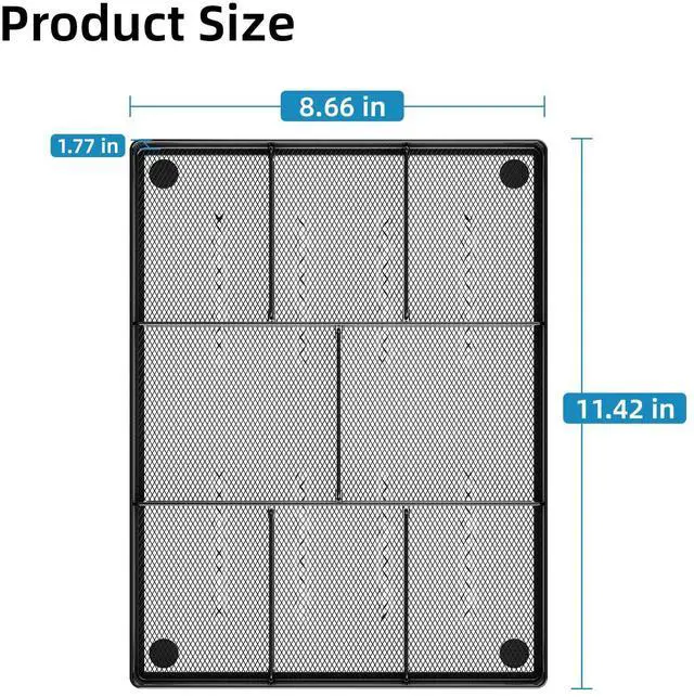 Alt view image 7 of 7 - Desk Drawer Organizer, Metal Mesh Drawer Organizer Tray with 5 Adjustable Compartments,Desk Organizers and Accessories for Home,Office,Kitchen,Makeup,Vanity (Black)