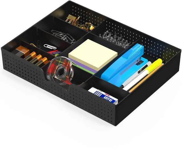 Main image of Drawer Organizer Tray with 9 Adjustable Compartments, Black