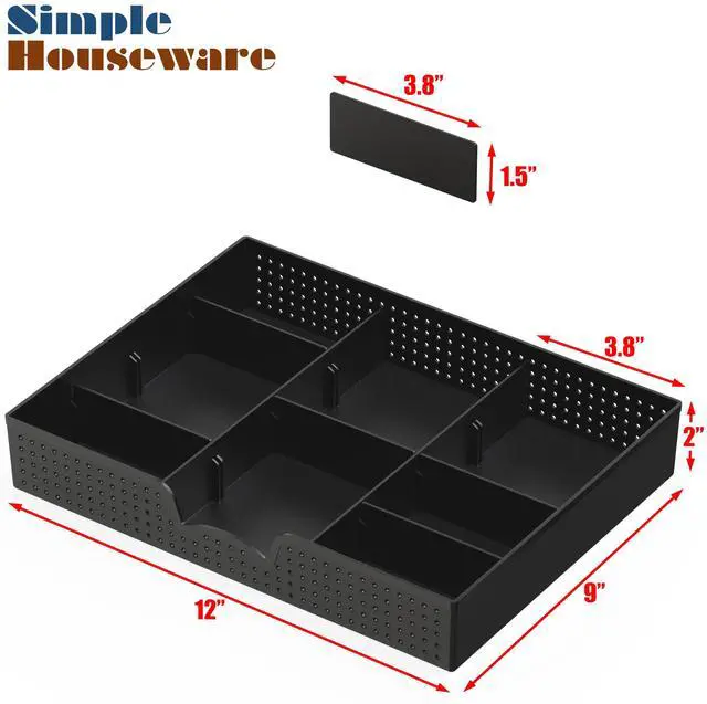 Alt view image 7 of 7 - Drawer Organizer Tray with 9 Adjustable Compartments, Black