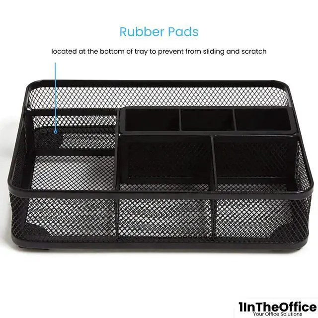 Alt view image 4 of 6 - Mesh Collection Desk Drawer Organizer Tray, 7 Compartment, Matte Black