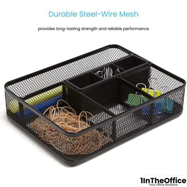 Alt view image 6 of 6 - Mesh Collection Desk Drawer Organizer Tray, 7 Compartment, Matte Black