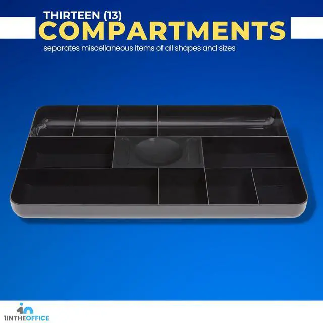 Alt view image 3 of 5 - Desk Drawer Organizer Tray, Desk Drawer Tray, 13-Compartment, Black, 2 Pack