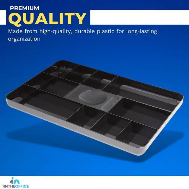 Alt view image 4 of 5 - Desk Drawer Organizer Tray, Desk Drawer Tray, 13-Compartment, Black, 2 Pack
