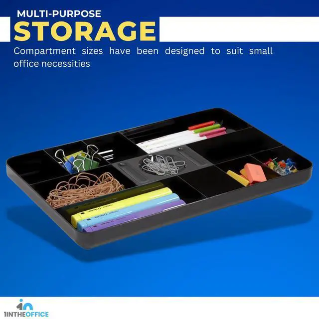 Alt view image 5 of 5 - Desk Drawer Organizer Tray, Desk Drawer Tray, 13-Compartment, Black, 2 Pack