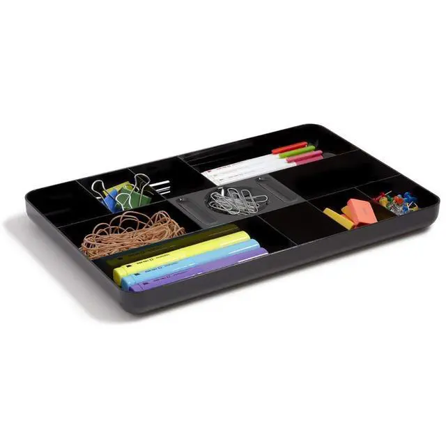 Alt view image 3 of 6 - Desk Drawer Organizer Tray, 13-Compartment Office Desk Drawer Organizer Black