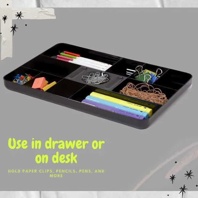 Alt view image 6 of 6 - Desk Drawer Organizer Tray, 13-Compartment Office Desk Drawer Organizer Black