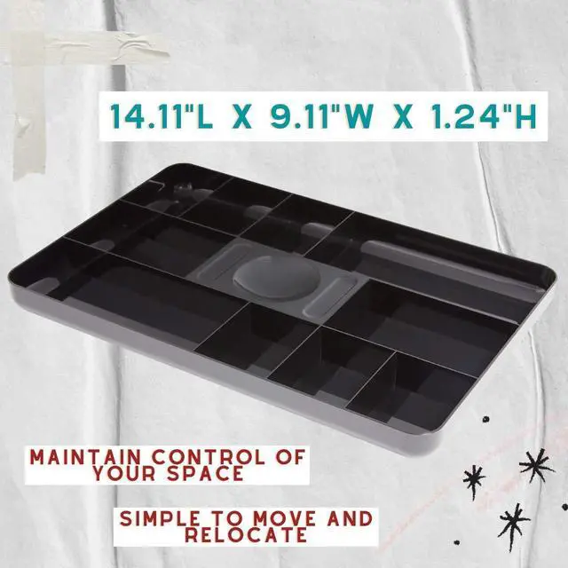 Alt view image 5 of 6 - Desk Drawer Organizer Tray, 13-Compartment Office Desk Drawer Organizer Black
