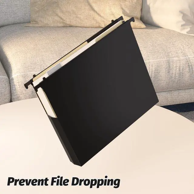 Alt view image 4 of 7 - Extra Capacity Plastic Hanging File Folders,12 Pack Reinforced Hang Folders Letter Size,Accordian Pocket,Heavy Duty 2 Inch Expansion,Hard Hanging Folder Organizer for Office Home,Black