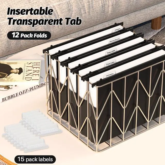 Alt view image 6 of 7 - Extra Capacity Plastic Hanging File Folders,12 Pack Reinforced Hang Folders Letter Size,Accordian Pocket,Heavy Duty 2 Inch Expansion,Hard Hanging Folder Organizer for Office Home,Black