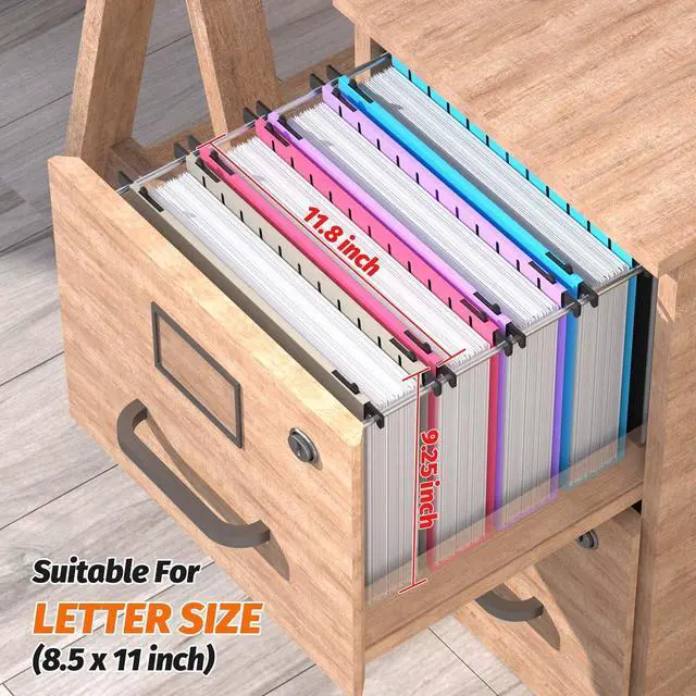 Alt view image 3 of 6 - Extra Capacity Plastic Hanging File Folder, 12 Pack Reinforced Hang Folders Letter Size, Heavy Duty 2 Inch Expansion Filing Cabinet Folders for Bulk Files, Medical Charts, Assorted Colors