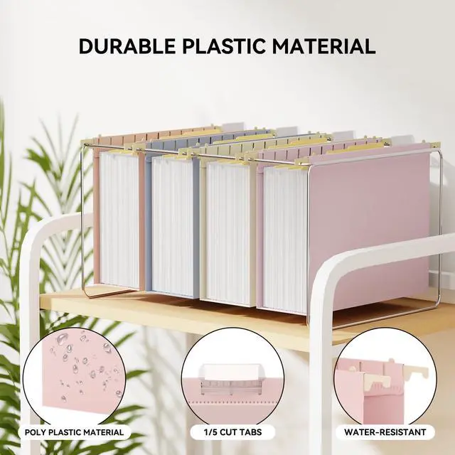 Alt view image 3 of 4 - Plastic Hanging File Folders 12 Pack, Expandable Letter Size 3 Inch File Folders with 1/5 Cut Tabs, Heavy Duty Hanging Folders Filing Cabinet, Stay Organized for Home and Office Bulk File