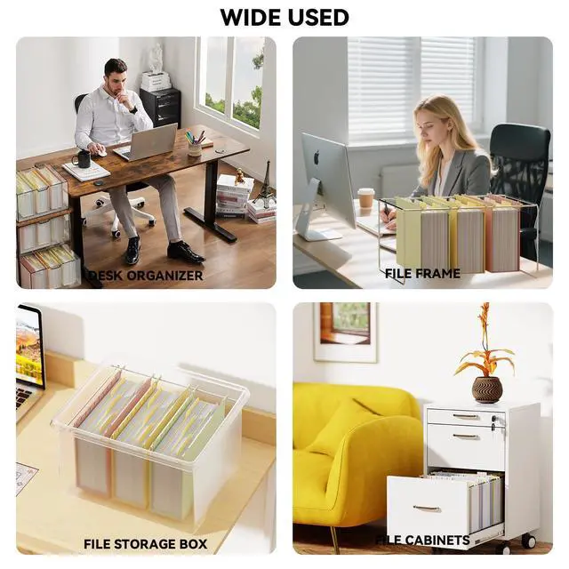 Alt view image 4 of 4 - Plastic Hanging File Folders 12 Pack, Expandable Letter Size 3 Inch File Folders with 1/5 Cut Tabs, Heavy Duty Hanging Folders Filing Cabinet, Stay Organized for Home and Office Bulk File