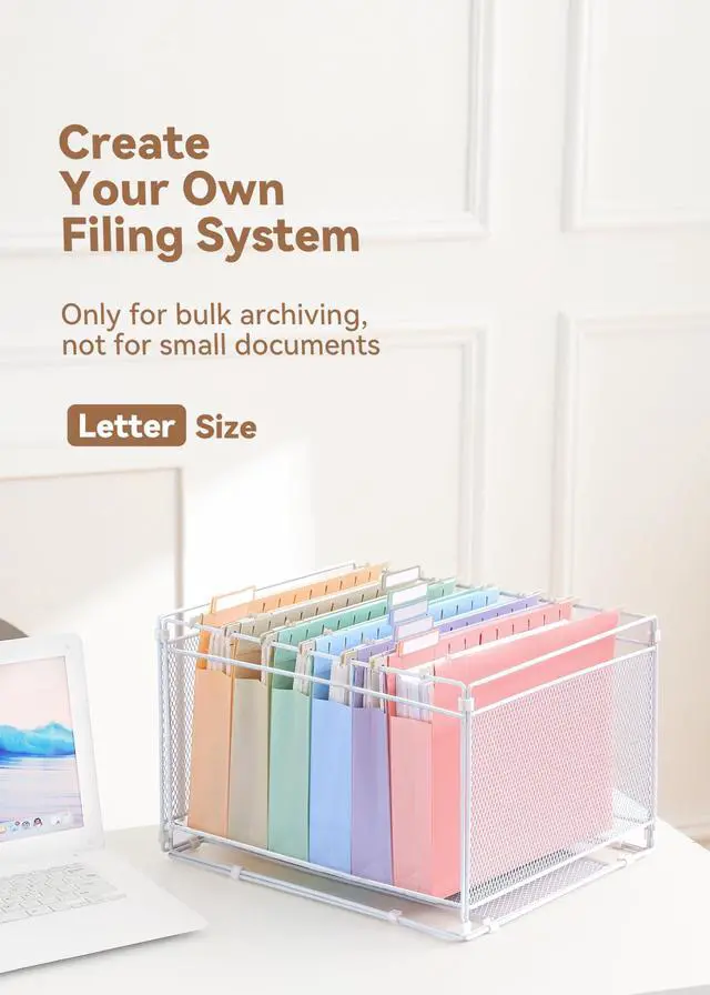 Alt view image 6 of 6 - Plastic Extra Capacity Hanging File Folders, 2" Pastel Expanding Pocket, Heavy Duty for Filing Cabinet, Insertable 1/5-Cut Tabs, Letter Size - 12 Pack