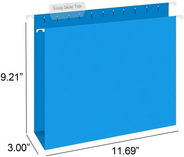 Alt view image 2 of 7 - Extra Capacity Hanging File Folders, 30 Pack Reinforced Letter Size Hanging Folders with Heavy Duty 3 Inch Expansion, Designed for Bulky Files, Medical Charts, Adjustable Tabs, Assorted Colors