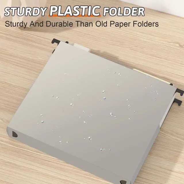 Alt view image 2 of 6 - Plastic Extra Capacity Hanging File Folder Letter Size,12 Pack Reinforced Expandable Hanging Folders,Heavy Duty 2 Inch Expansion,Adjustable Tabs,Hanging Organizer Designed for Bulky Files(Gray)