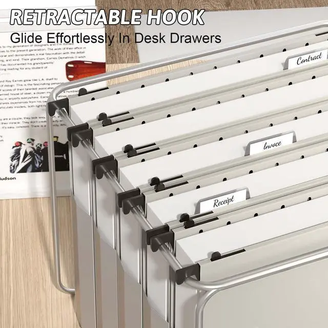 Alt view image 6 of 6 - Plastic Extra Capacity Hanging File Folder Letter Size,12 Pack Reinforced Expandable Hanging Folders,Heavy Duty 2 Inch Expansion,Adjustable Tabs,Hanging Organizer Designed for Bulky Files(Gray)