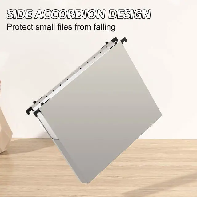 Alt view image 5 of 6 - Plastic Extra Capacity Hanging File Folder Letter Size,12 Pack Reinforced Expandable Hanging Folders,Heavy Duty 2 Inch Expansion,Adjustable Tabs,Hanging Organizer Designed for Bulky Files(Gray)