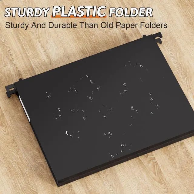 Alt view image 2 of 7 - Plastic Extra Capacity Hanging File Folders Letter Size,Heavy Duty 1" Expansion Accordian Pocket,Black Expanding Hang Folder with Tab,12 Pack Reinforced File Cabinet Folders for Office School