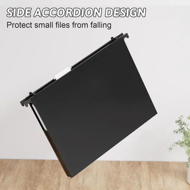 Alt view image 5 of 7 - Plastic Extra Capacity Hanging File Folders Letter Size,Heavy Duty 1" Expansion Accordian Pocket,Black Expanding Hang Folder with Tab,12 Pack Reinforced File Cabinet Folders for Office School