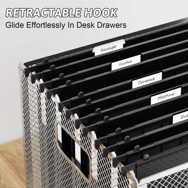 Alt view image 6 of 7 - Plastic Extra Capacity Hanging File Folders Letter Size,Heavy Duty 1" Expansion Accordian Pocket,Black Expanding Hang Folder with Tab,12 Pack Reinforced File Cabinet Folders for Office School