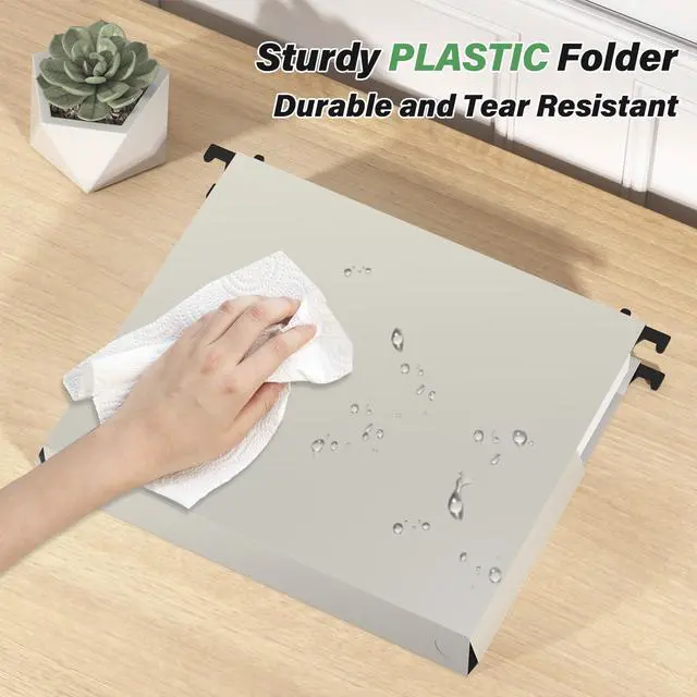 Alt view image 2 of 7 - Plastic Hanging File Folder Letter Size,Heavy Duty 2" Expandable File Folder with Tabs,12 Pack Reinforced Expanding Hanging Folder,File Cabinet Folders,Extra Capacity,Hanging Organizer for Home Office