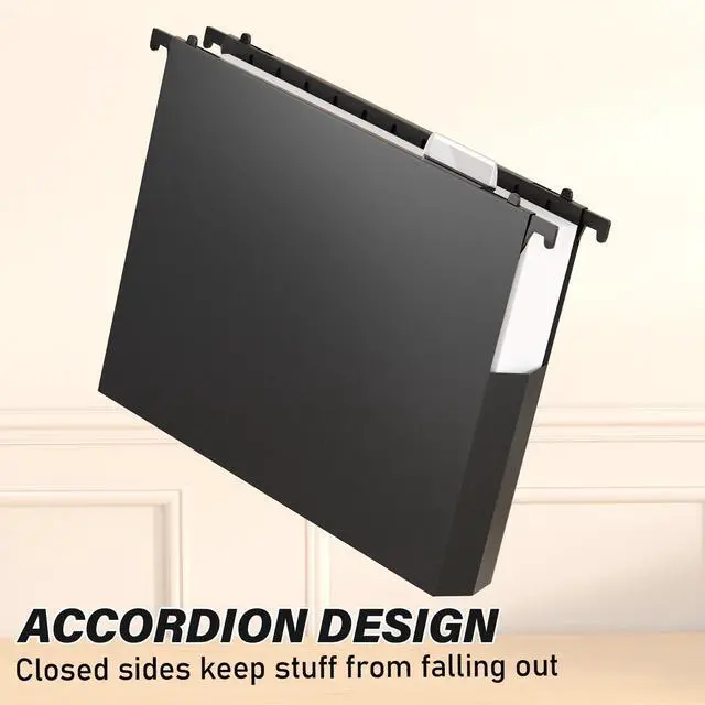 Alt view image 5 of 7 - Plastic Hanging File Folder Letter Size,Heavy Duty 2" Expandable File Folder with Tabs,12 Pack Reinforced Expanding Hanging Folder,File Cabinet Folders,Extra Capacity,Hanging Organizer for Home Office