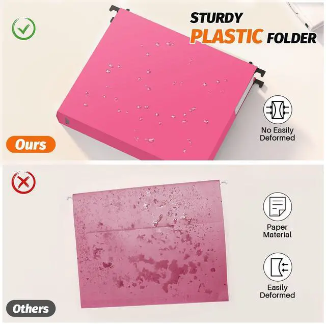 Alt view image 2 of 6 - Extra Capacity Plastic Hanging File Folders,12 Pack Reinforced Expanding Hang Folder Letter Size,Accordian Pocket,Heavy Duty 2 Inch Expansion,Hanging Folder Organizer for Office Home,Assorted Colors