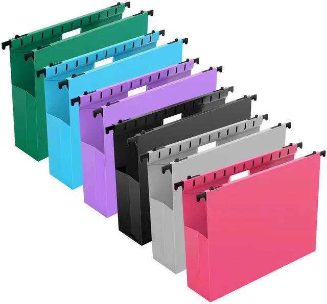 Main image of Extra Capacity Plastic Hanging File Folders,12 Pack Reinforced Expanding Hang Folder Letter Size,Accordian Pocket,Heavy Duty 2 Inch Expansion,Hanging Folder Organizer for Office Home,Assorted Colors