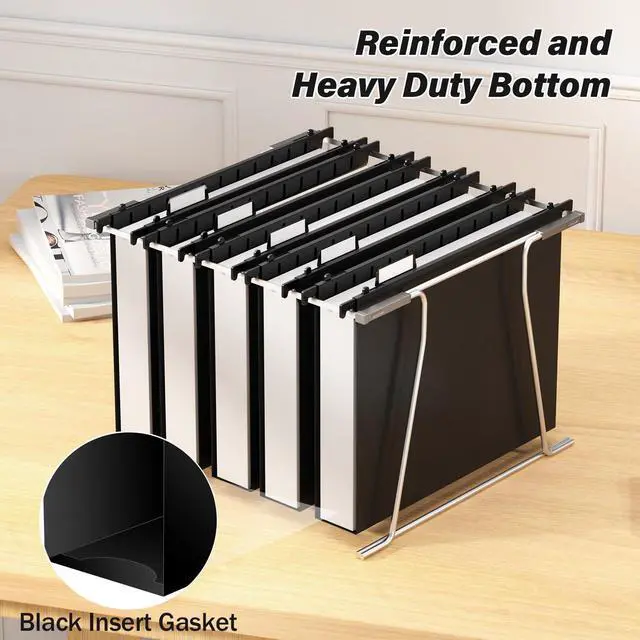 Alt view image 5 of 7 - Plastic Extra Capacity Hanging File Folder,12 Pack Reinforced Letter Size Hanging Folders,Heavy Duty 2 Inch Expansion Filing Cabinet Folders,Black File Organizers for Bulk Files, Medical Charts