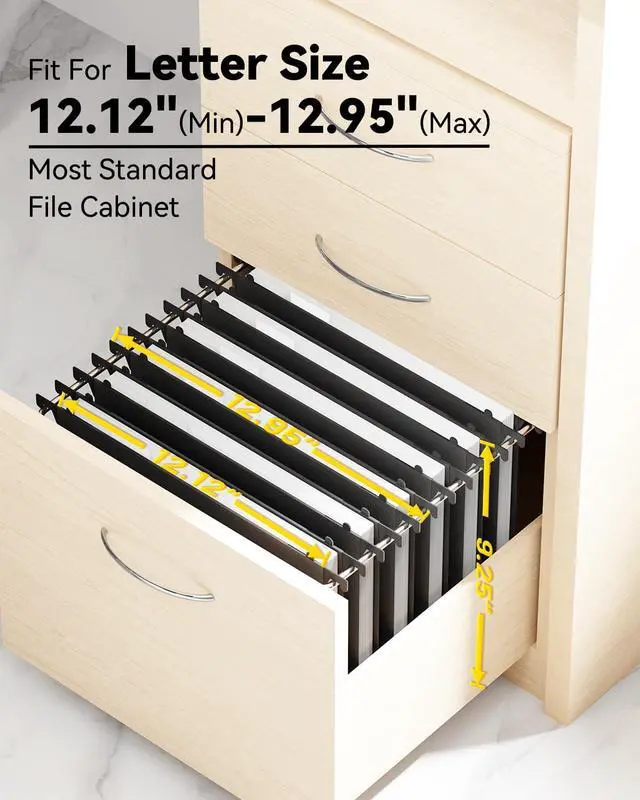 Alt view image 2 of 7 - Plastic Hanging File Folders,12 Pack Extra Capacity Letter Size File Folders Hanging with Tabs,Heavy Duty 1 Inch Expandable Filing Cabinet Folders,Hang Folders for File Frame File Box