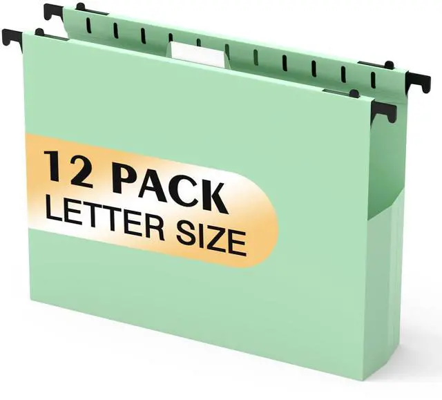 Main image of Extra Capacity Plastic Hanging File Folders, Hanging Folders, 12 Pack Reinforced Heavy Duty 2 Inch Expansion, Filing Cabinet Folders Letter Size for Bulk Files/Medical Charts(Sage Green)