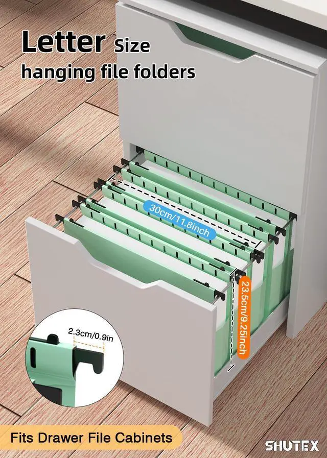 Alt view image 2 of 7 - Extra Capacity Plastic Hanging File Folders, Hanging Folders, 12 Pack Reinforced Heavy Duty 2 Inch Expansion, Filing Cabinet Folders Letter Size for Bulk Files/Medical Charts(Sage Green)